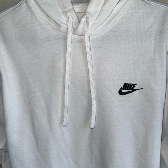 Nike White Hoodie with Black Embroidered Logo Men’s M Good Condition with Hole - Picture 3 of 11